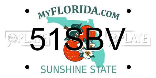 51SBV Florida License Plate