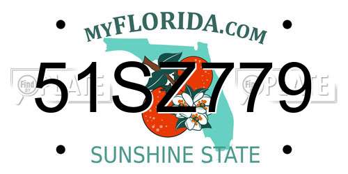 51SZ779 Florida License Plate