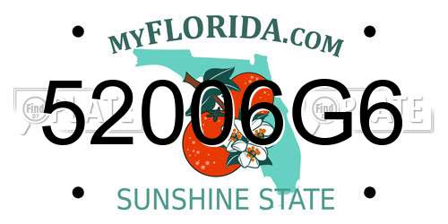 52006G6 Florida License Plate