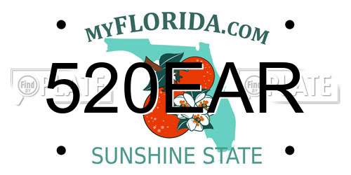 520EAR Florida License Plate