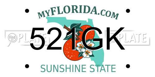521GK Florida License Plate