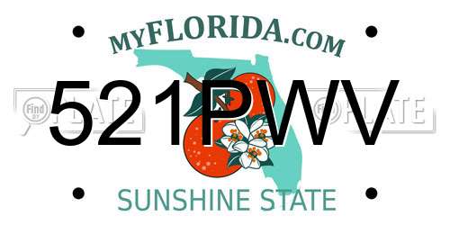 521PWV Florida License Plate