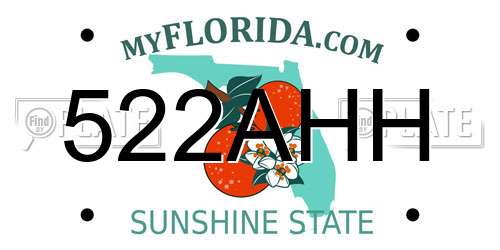522AHH Florida License Plate