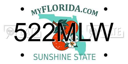 522MLW Florida License Plate