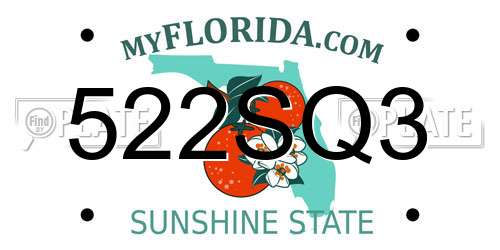 522SQ3 Florida License Plate