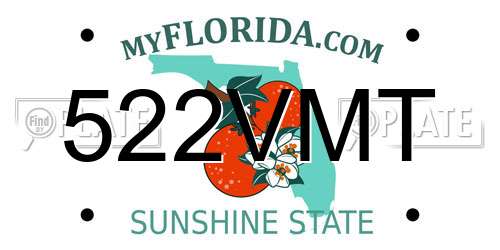 522VMT Florida License Plate