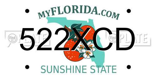 522XCD Florida License Plate