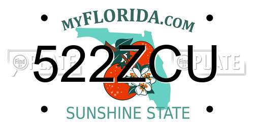 522ZCU Florida License Plate
