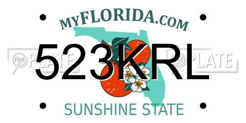 523KRL Florida License Plate