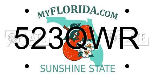 523QWR Florida License Plate