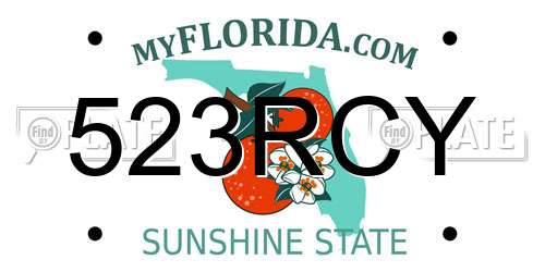 523RCY Florida License Plate