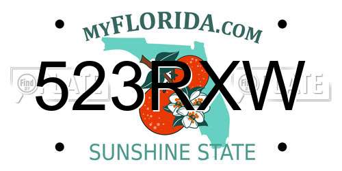 523RXW Florida License Plate