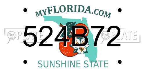 524B72 Florida License Plate