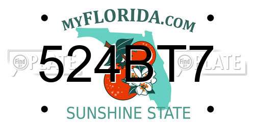 524BT7 Florida License Plate