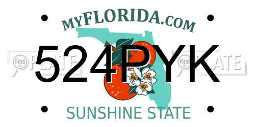 524PYK Florida License Plate
