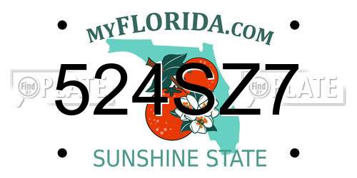 524SZ7 Florida License Plate