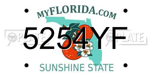 5254YF Florida License Plate