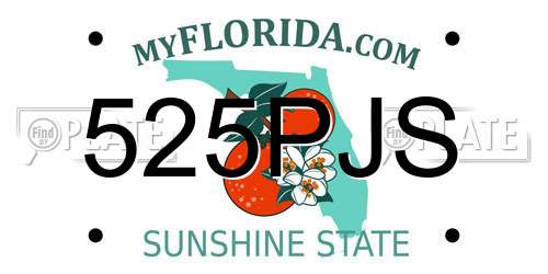 525PJS Florida License Plate