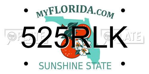 525RLK Florida License Plate