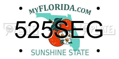 525SEG Florida License Plate