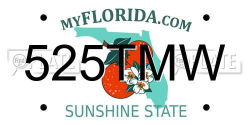 525TMW Florida License Plate