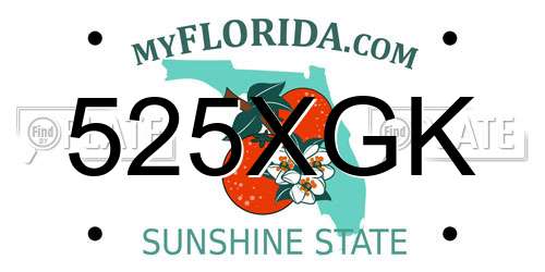 525XGK Florida License Plate