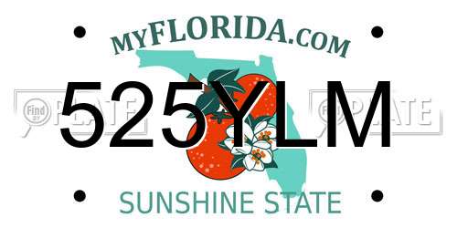 525YLM Florida License Plate