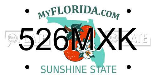 526MXK Florida License Plate