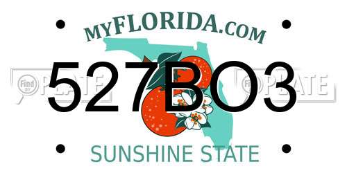 527BO3 Florida License Plate