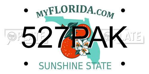 527PAK Florida License Plate