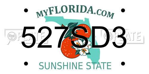 527SD3 Florida License Plate