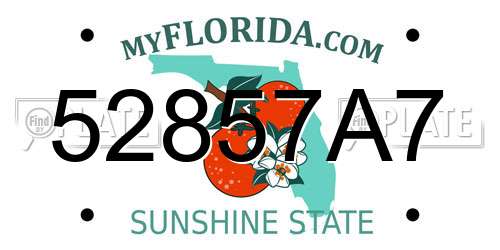 52857A7 Florida License Plate