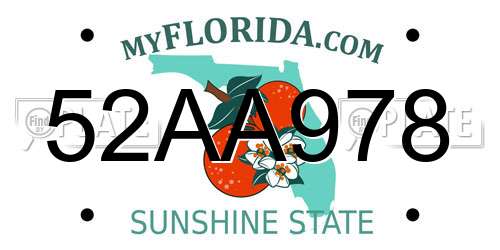 52AA978 Florida License Plate