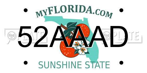 52AAAD Florida License Plate