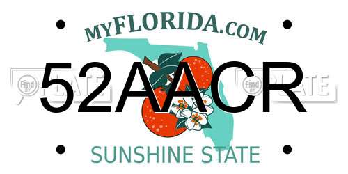 52AACR Florida License Plate