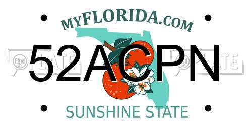52ACPN Florida License Plate