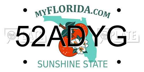 52ADYG Florida License Plate