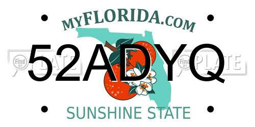 52ADYQ Florida License Plate