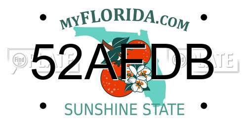 52AFDB Florida License Plate
