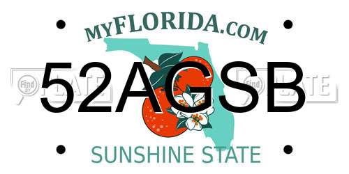 52AGSB Florida License Plate