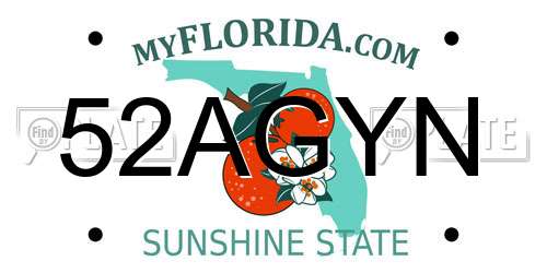 52AGYN Florida License Plate