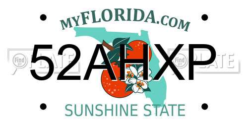 52AHXP Florida License Plate
