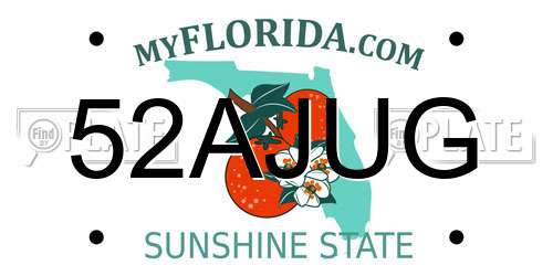 52AJUG Florida License Plate
