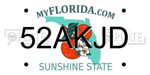 52AKJD Florida License Plate