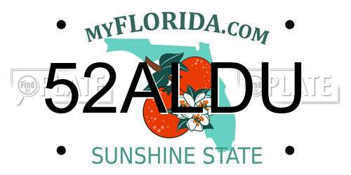 52ALDU Florida License Plate