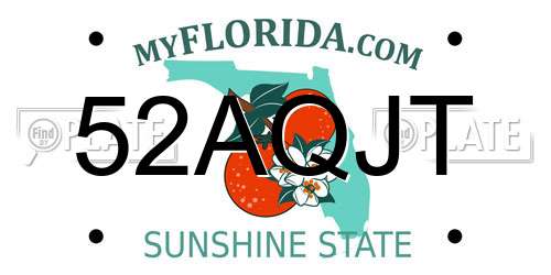 52AQJT Florida License Plate