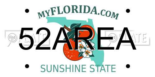 52AREA Florida License Plate