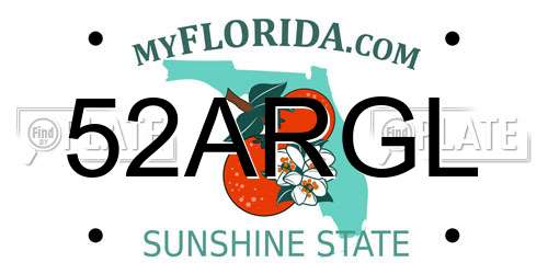 52ARGL Florida License Plate