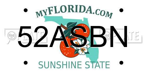 52ASBN Florida License Plate