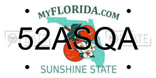 52ASQA Florida License Plate